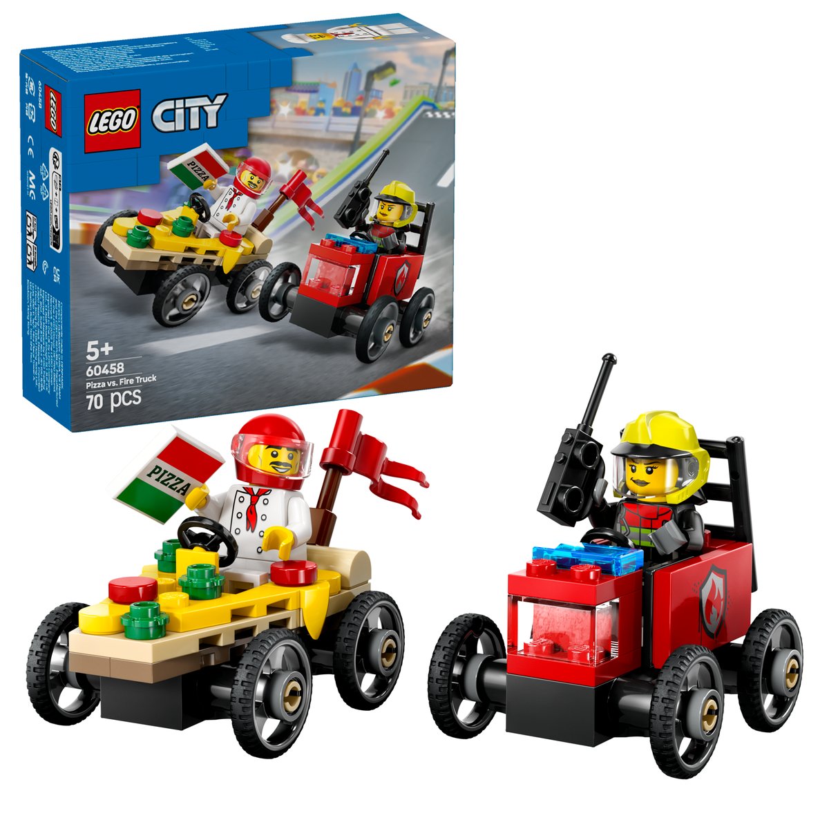 LEGO 60458 LEGO® City 60458 - Pizzalieferwagen vs. Löschauto – Box & Produkt