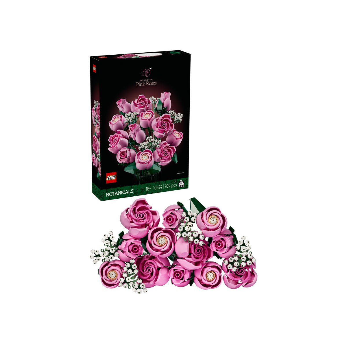 LEGO 10374 LEGO® Botanicals 10374 - Rosa Rosenstrauß – Box & Produkt