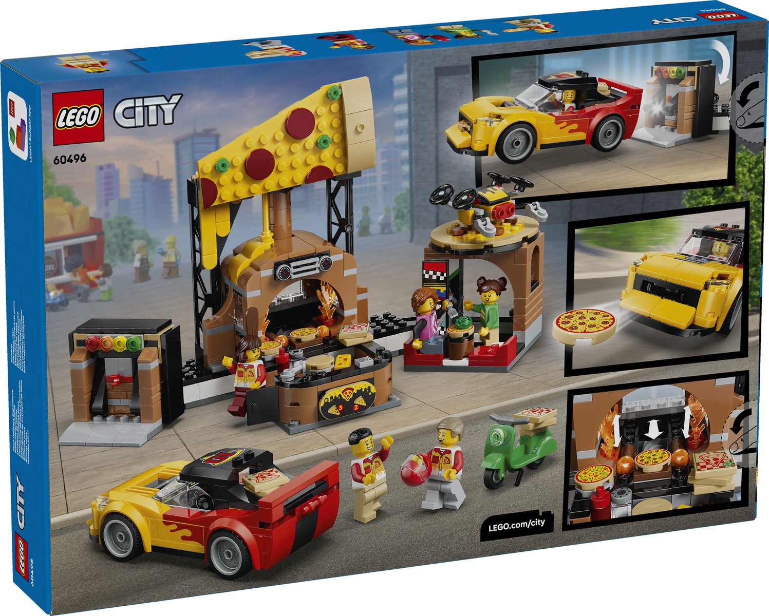 LEGO 60496 LEGO® City 60496 - Pizza-Liefererlebnis mit Fahrzeugen – Verpackung hinten