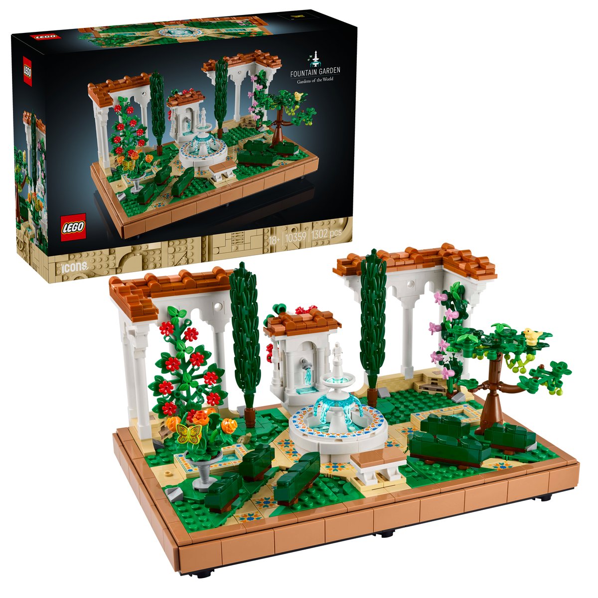 LEGO 10359 LEGO® Icons 10359 - Springbrunnengarten – Box & Produkt
