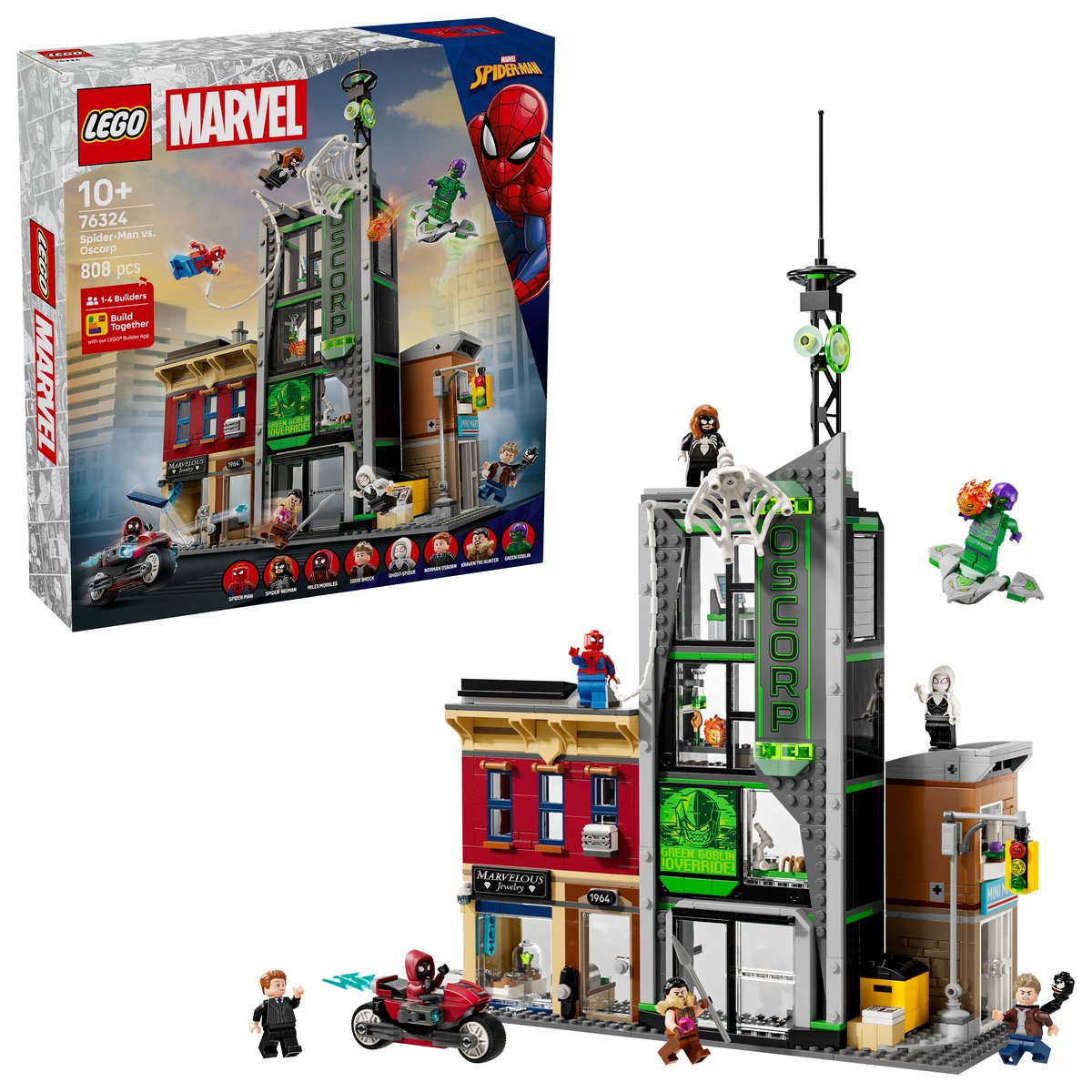 LEGO 76324 LEGO® Super Heroes 76324 - Spider-Man vs. Oscorp – Box & Produkt