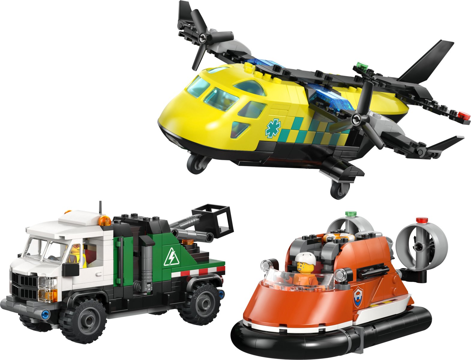 LEGO 60505 LEGO® LEGO City 60505 - Kombinationsset mit Flugzeug, Wartungsfahrzeug und Luftkissenboot – Produktfoto