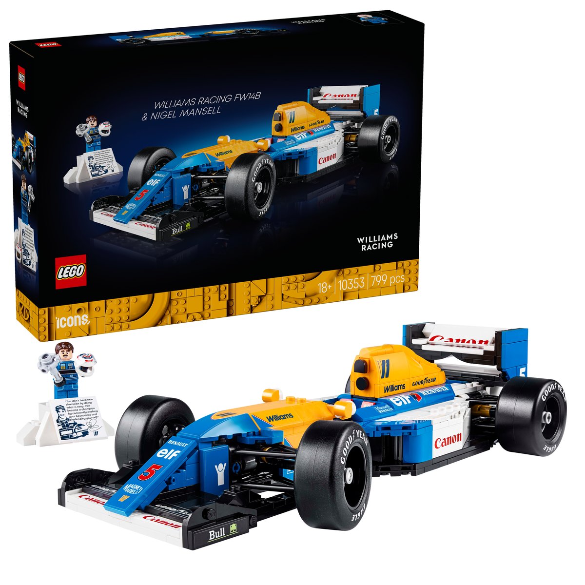 LEGO 10353 LEGO® Icons 10353 - Williams Racing FW14B mit Nigel Mansell – Box & Produkt