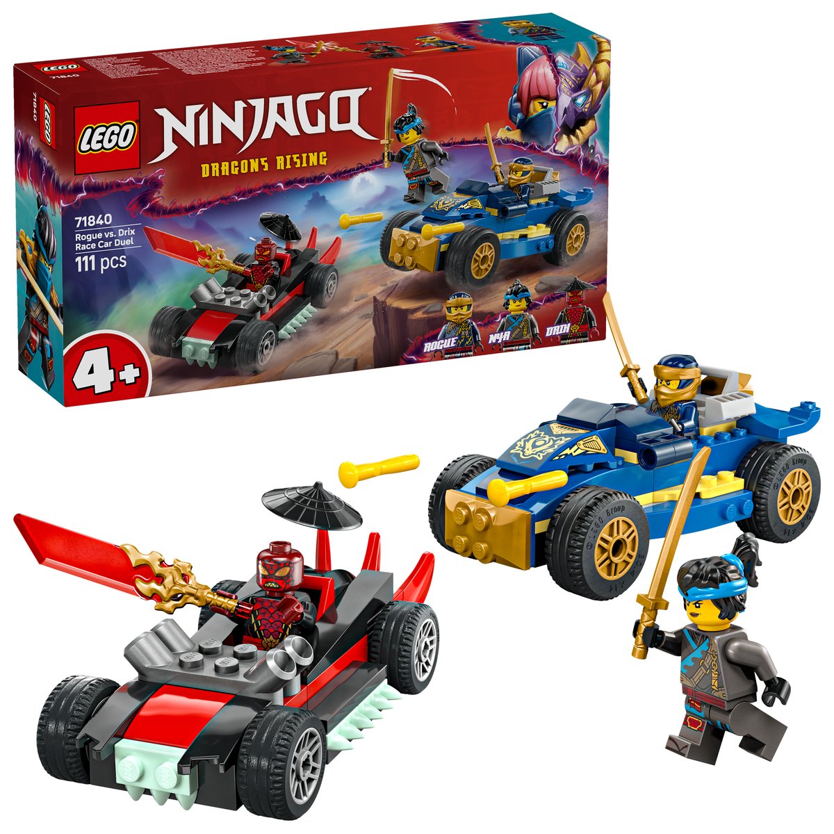 LEGO 71840 LEGO® Ninjago 71840 - Action-Autorennen: Rogue vs. Drix – Box & Produkt