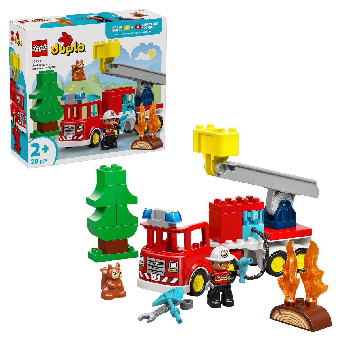 LEGO 10473 LEGO® DUPLO Town 10473 - Löschauto mit Schlauch und Feuerwehrmann – Box & Produkt
