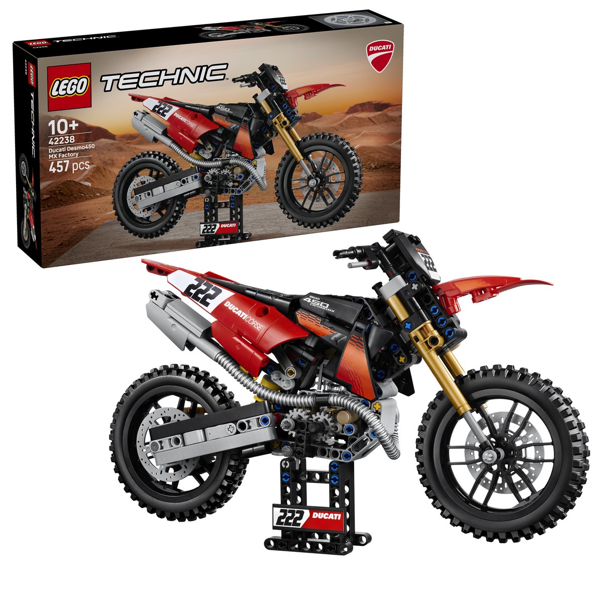 LEGO 42238 LEGO® Technic 42238 - Ducati Desmo450 MX Factory Motorrad – Box & Produkt