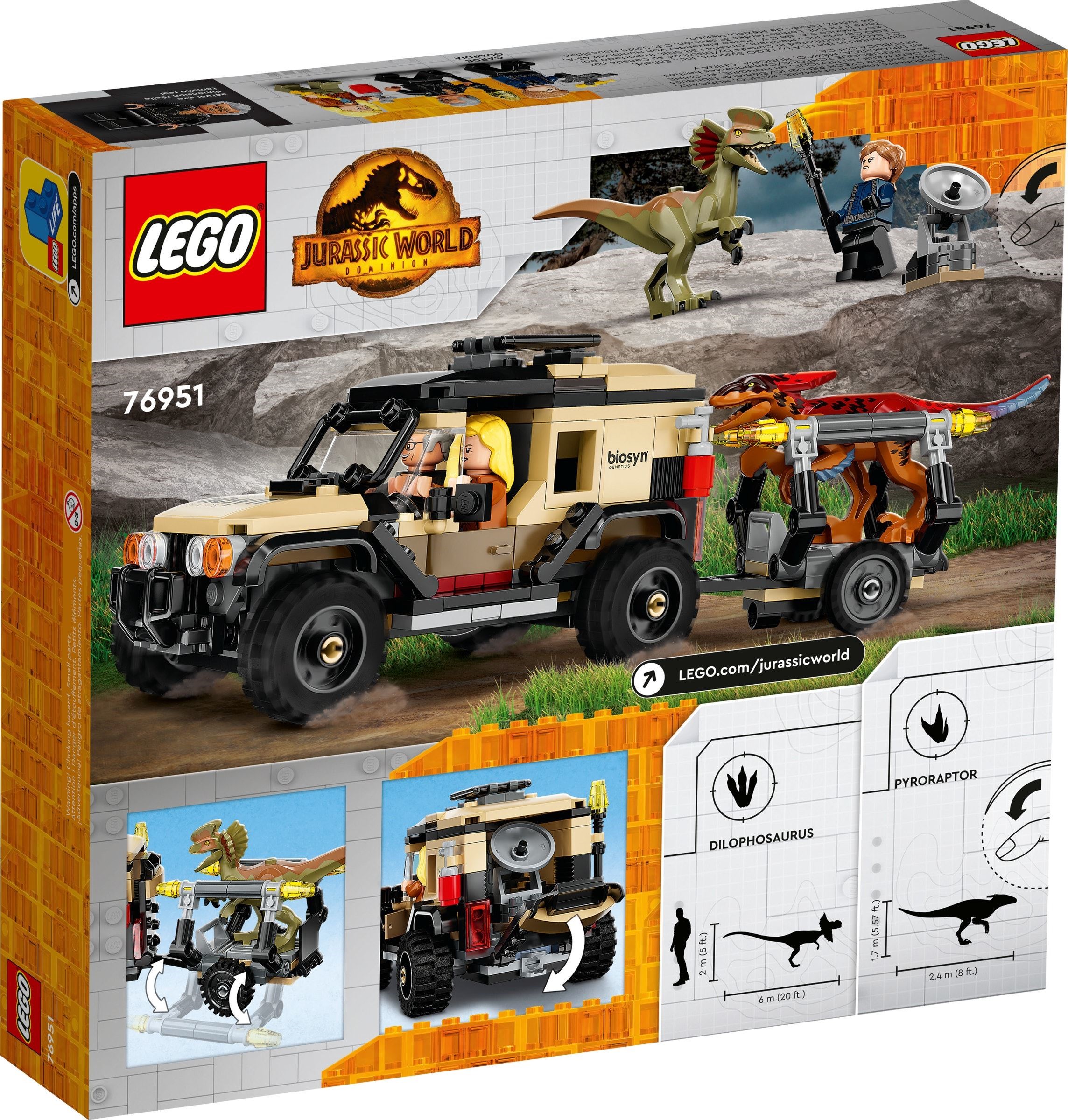LEGO® Jurassic World 76951 - Pyroraptor & Dilophosaurus Transport