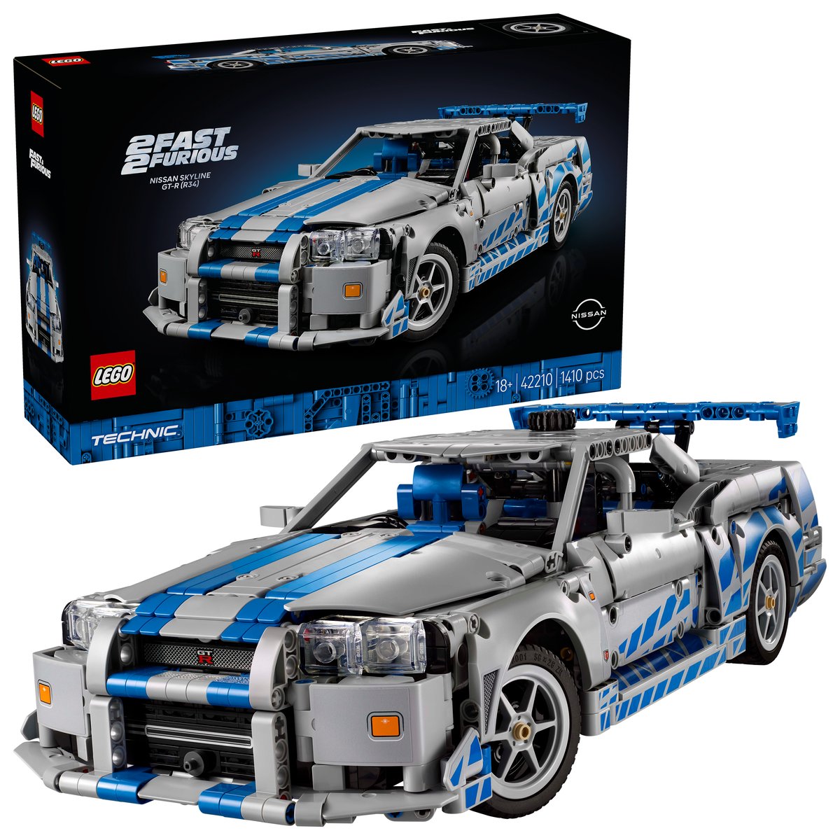 LEGO 42210 LEGO® Technic 42210 - 2 Fast 2 Furious Nissan Skyline GT-R (R34) Flitzer – Box & Produkt