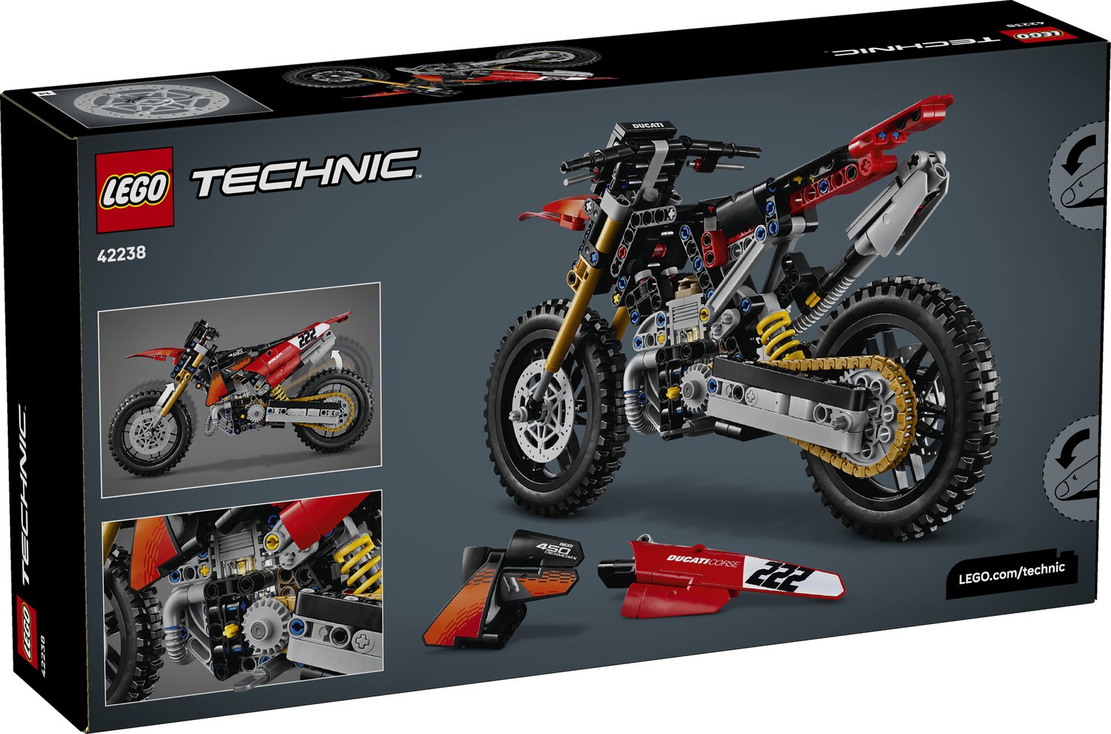 LEGO 42238 LEGO® Technic 42238 - Ducati Desmo450 MX Factory Motorrad – Verpackung hinten