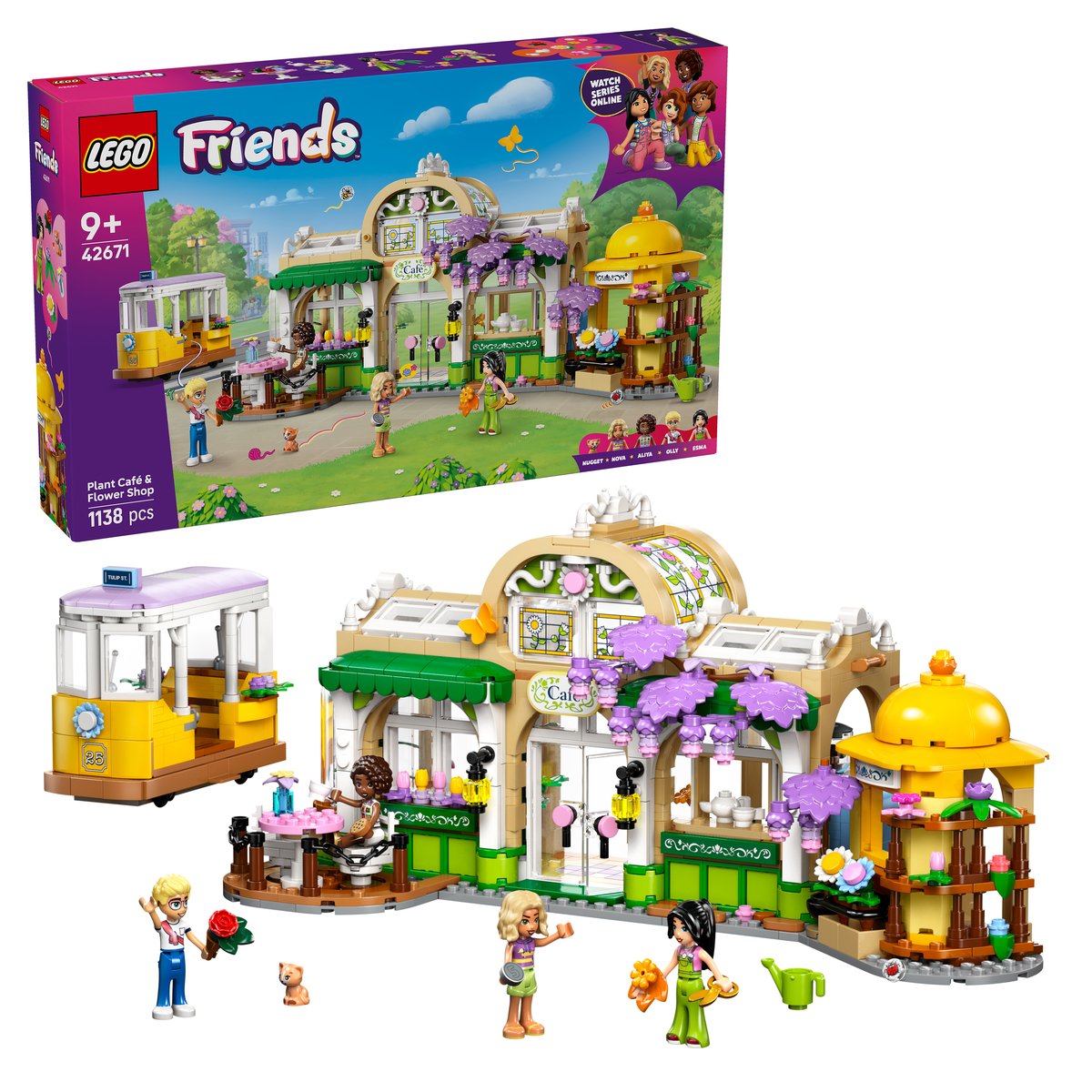 LEGO 42671 LEGO® Friends 42671 - Pflanzencafé und Blumenkiosk – Box & Produkt