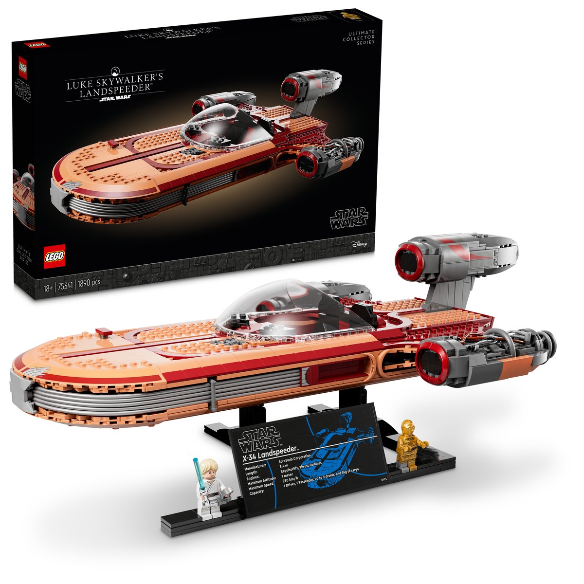 LEGO 75341 LEGO® Star Wars™ 75341 - Luke Skywalker’s Landspeeder™ – Box & Produkt