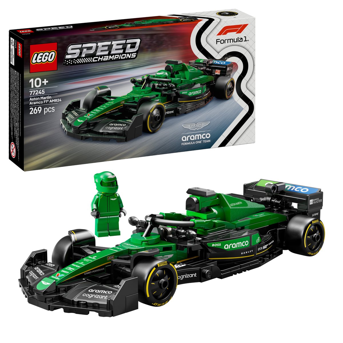 LEGO 77245 LEGO® Speed Champions 77245 - Aston Martin Aramco F1® AMR24 Rennauto – Box & Produkt