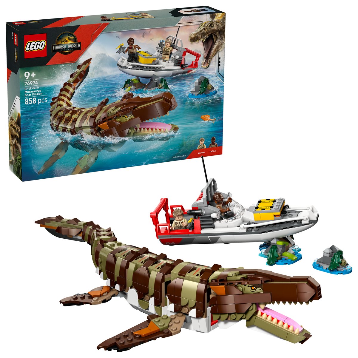 LEGO 76974 LEGO® Jurassic World 76974 - Mosasaurier: Die Bootmission – Box & Produkt