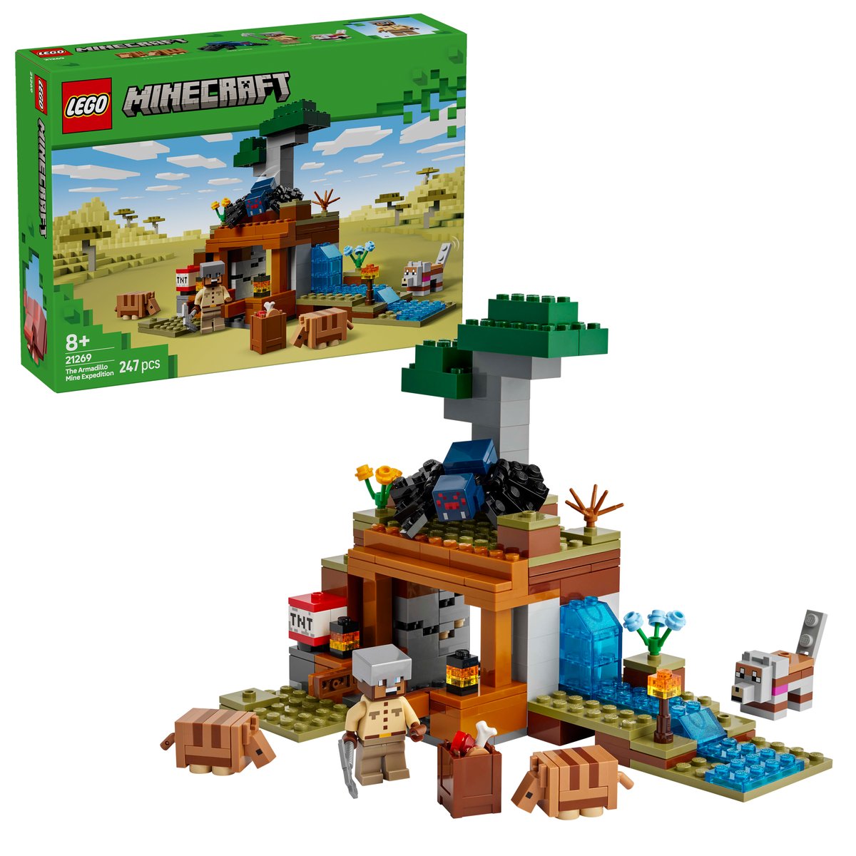 LEGO 21269 LEGO® Minecraft 21269 - Die Expedition zur Gürteltiermine – Box & Produkt
