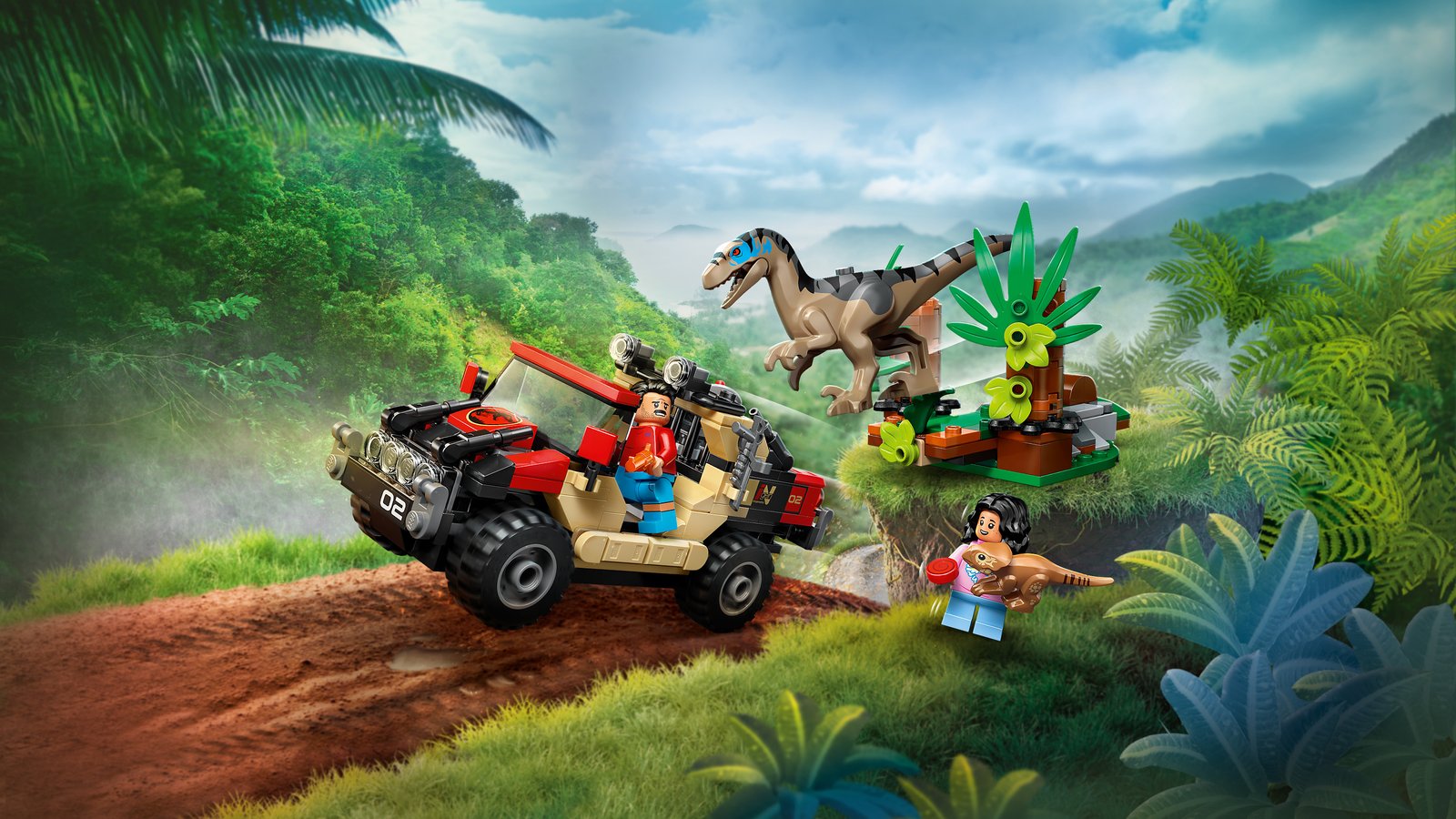 LEGO 76972 LEGO® Jurassic World 76972 - Raptor: Verfolgungsjagd mit dem Geländewagen – Primaeres Produktbild