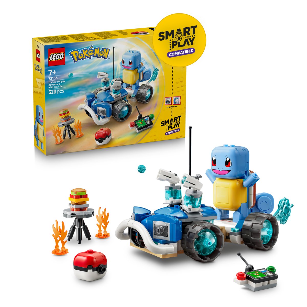 LEGO 72156 LEGO® Pokémon™ 72156 - SMART Play™: Trainer-Buggyabenteuer mit Schiggy – Box & Produkt