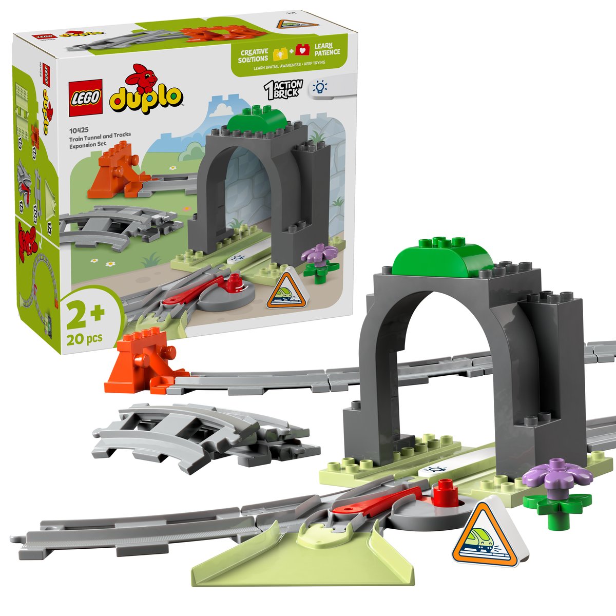 LEGO 10425 LEGO® DUPLO 10425 - Eisenbahntunnel und Schienen – Erweiterungsset – Box & Produkt
