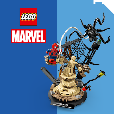 LEGO® Super Heroes Marvel Themenwelt-Kachel mit Set 76337 Miles Morales Mech vs. Spider-Man 2099