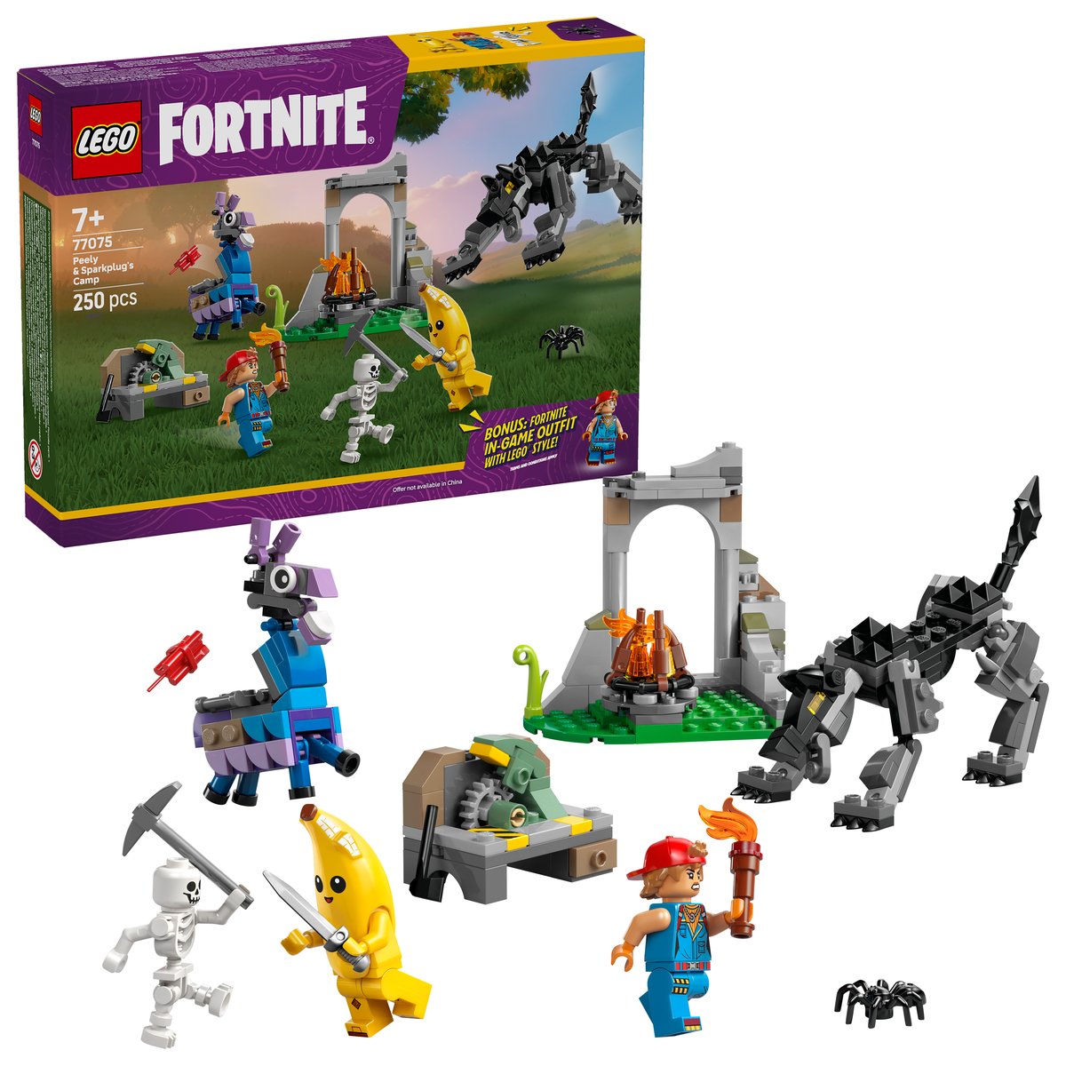 LEGO 77075 LEGO® Fortnite 77075 - Das Lager von Schali und der Zündkerzenkünstlerin – Box & Produkt