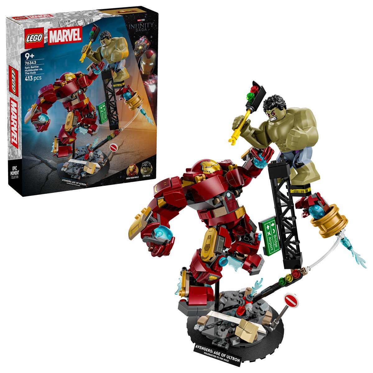 LEGO 76343 LEGO® Super Heroes Marvel 76343 - Duell der Giganten: Hulkbuster vs. Hulk – Box & Produkt