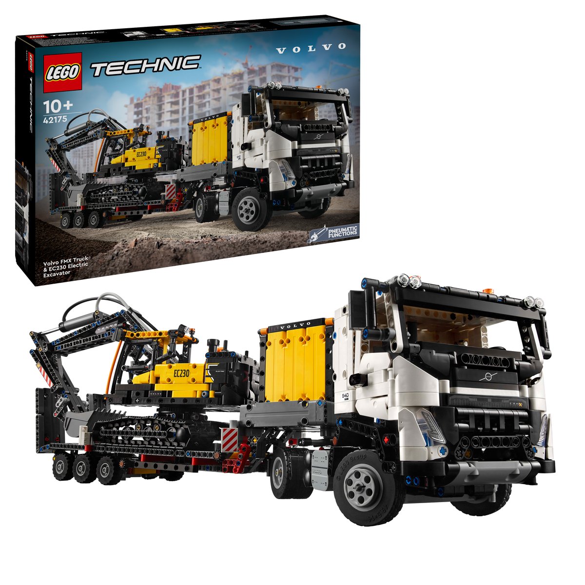 LEGO 42175 LEGO® Technic 42175 - Volvo FMX LKW mit EC230 Electric Raupenbagger – Box & Produkt