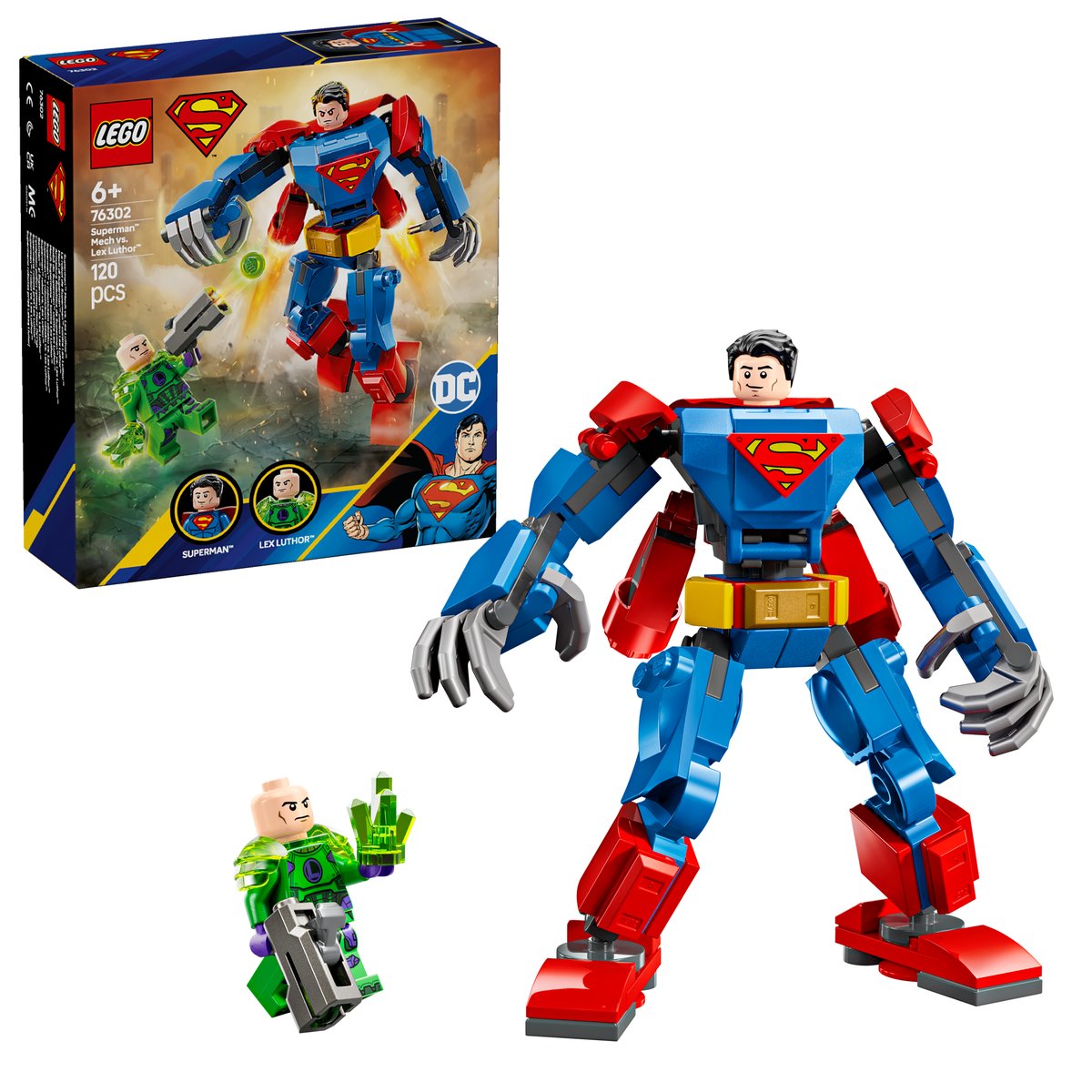 LEGO 76302 LEGO® Super Heroes 76302 - Superman™ Mech vs. Lex Luthor™ – Box & Produkt
