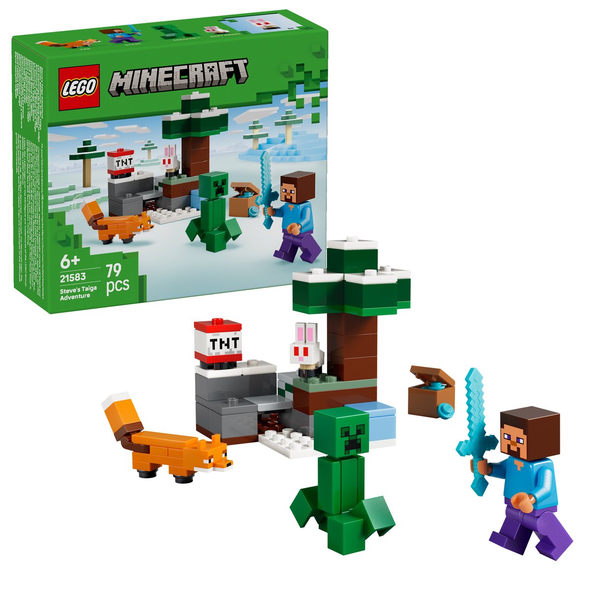 LEGO 21583 LEGO® Minecraft 21583 - Steves Abenteuer in der Taiga – Box & Produkt
