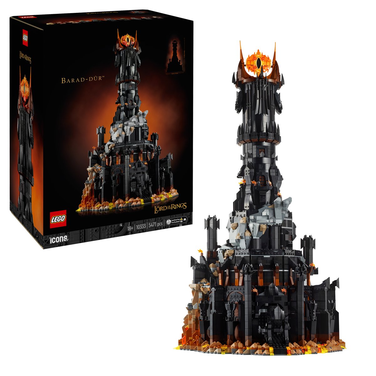 LEGO 10333 LEGO® Icons 10333 - Der Herr der Ringe: Barad-dûr™ – Box & Produkt
