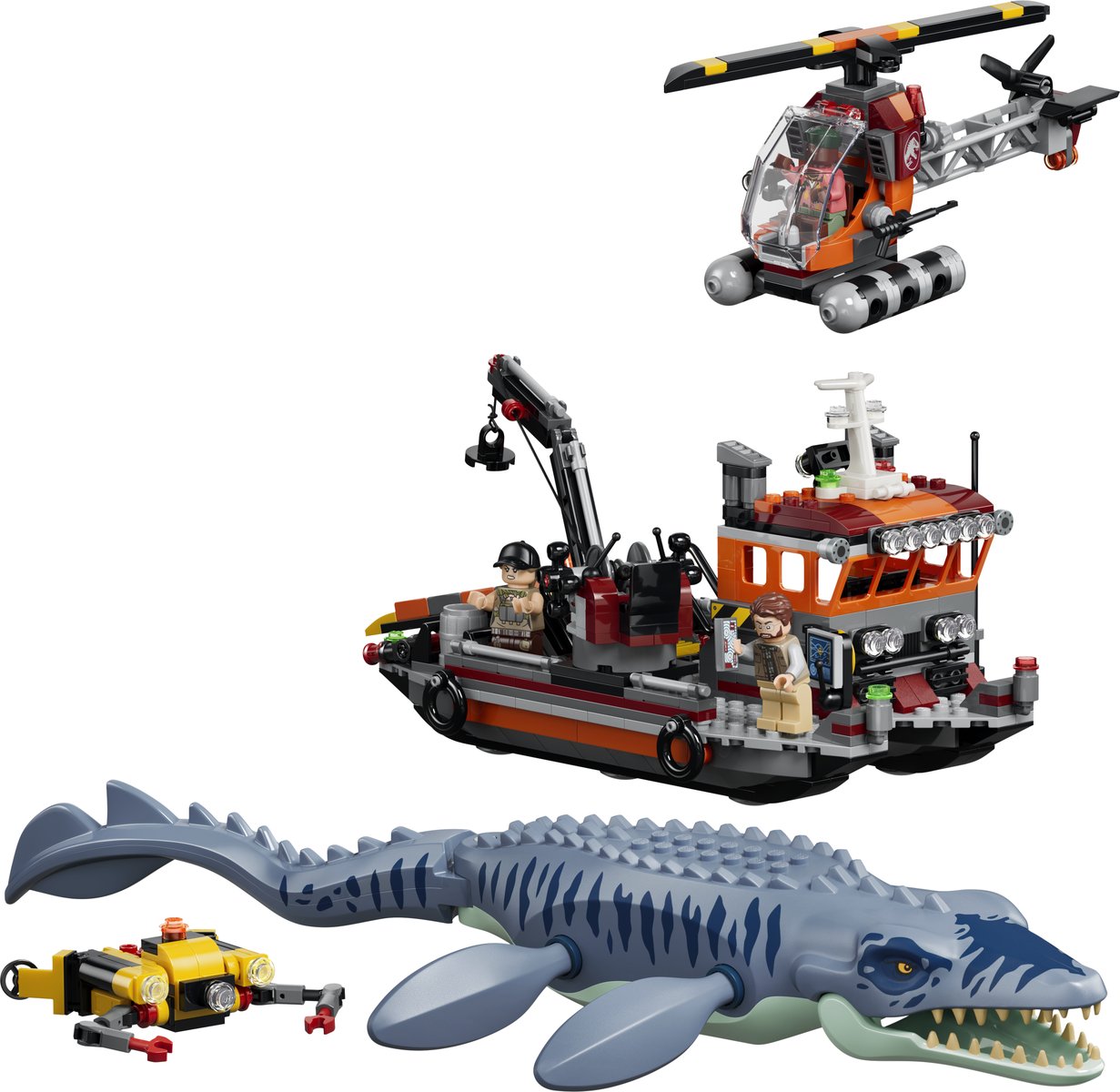 LEGO 77983 LEGO® Jurassic World 77983 - Mosasaurier-Angriff auf das Boot – Produktfoto