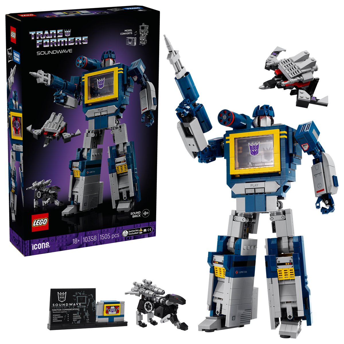 LEGO 10358 LEGO® Icons 10358 - Transformers: Soundwave – Box & Produkt