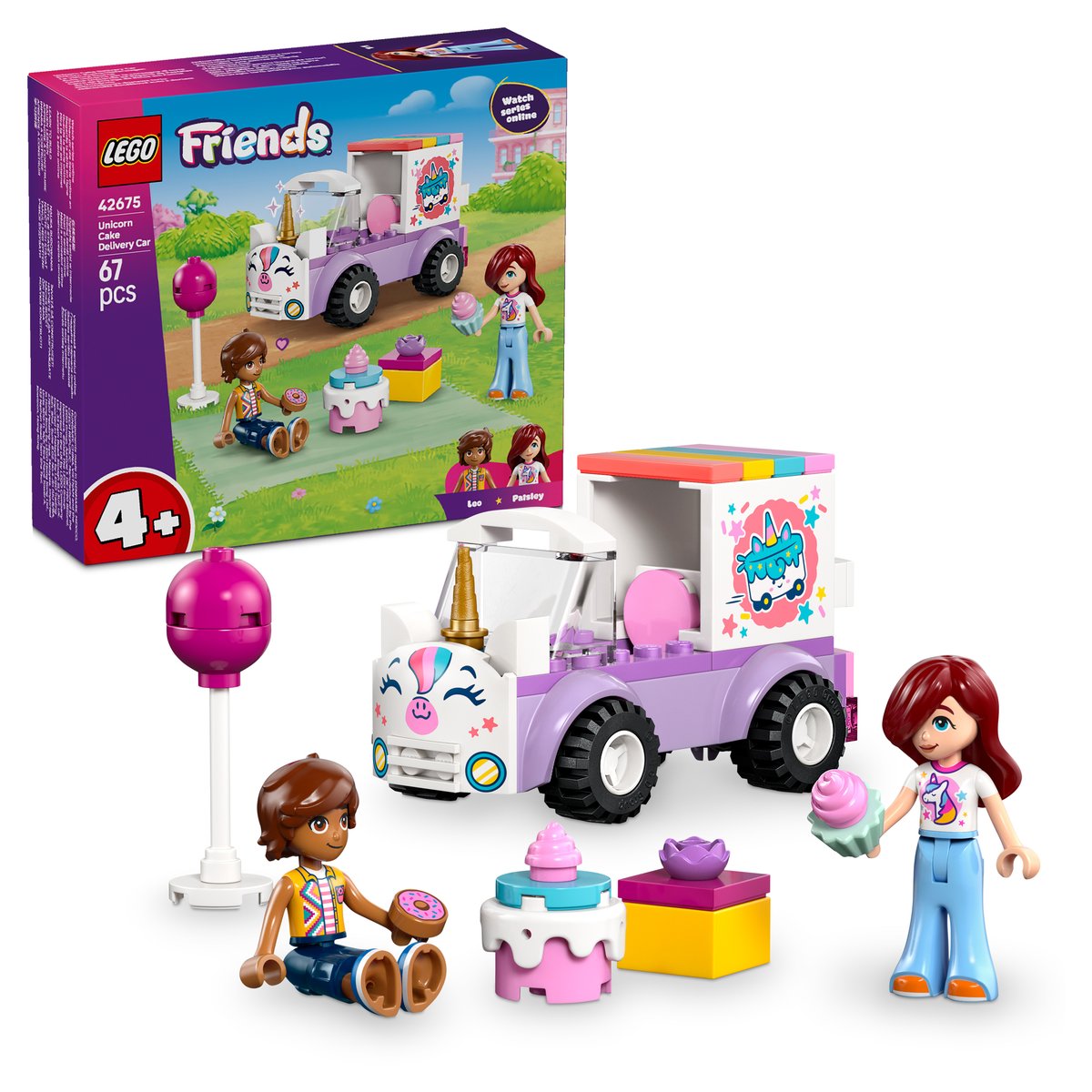 LEGO 42675 LEGO® Friends 42675 - Einhorn-Kuchenlieferwagen – Box & Produkt