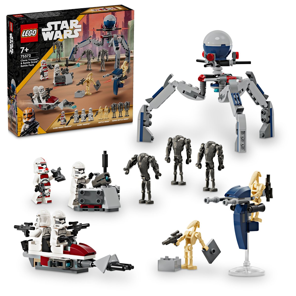LEGO 75372 LEGO® Star Wars™ 75372 - Clone Trooper™ & Battle Droid™ Battle Pack – Box & Produkt