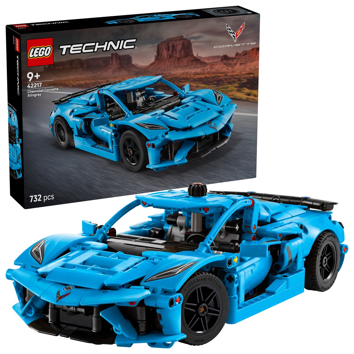 LEGO 42217 LEGO® Technic 42217 - Chevrolet Corvette Stingray in Blau – Box & Produkt