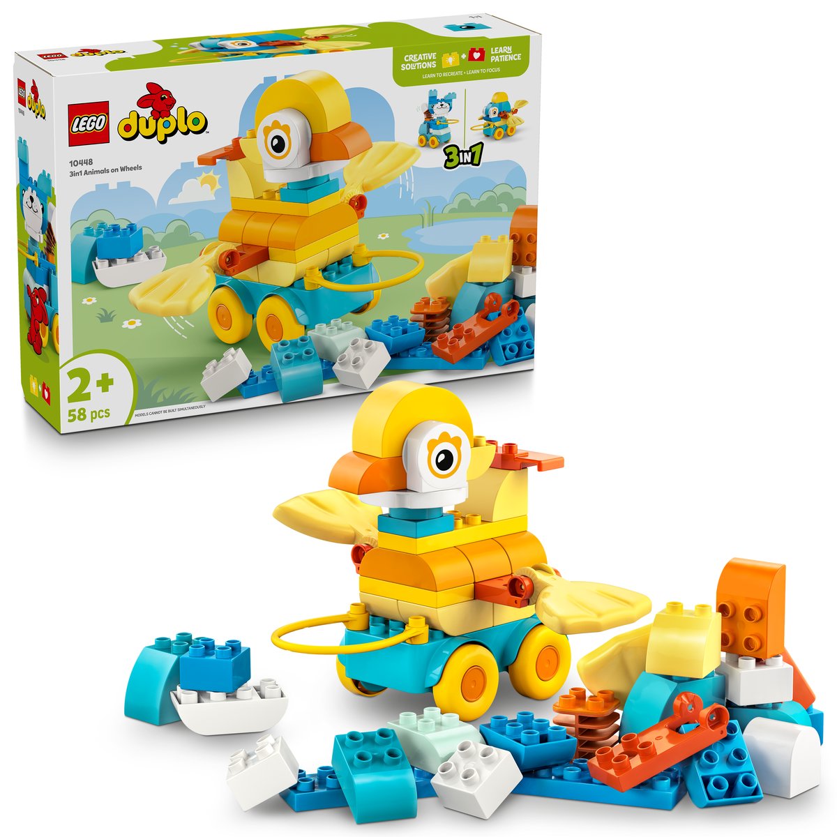 LEGO 10448 LEGO® DUPLO Town 10448 - Tiere auf Rädern 3-in-1-Set – Box & Produkt