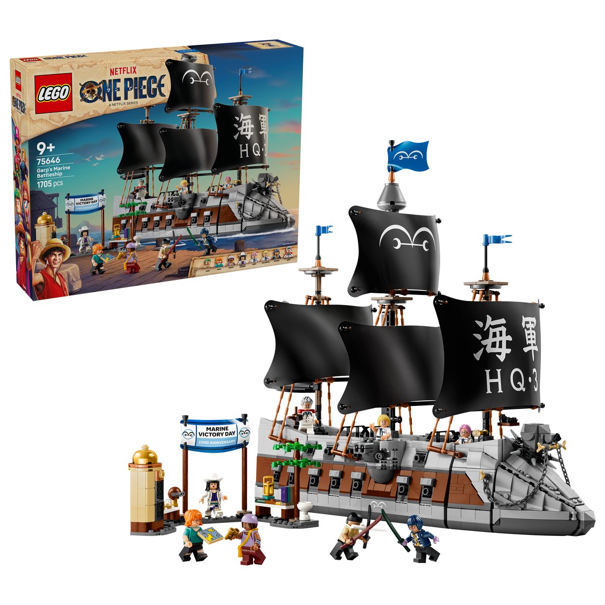 LEGO 75646 LEGO® ONE PIECE 75646 - Garps Marineschlachtschiff – Box & Produkt