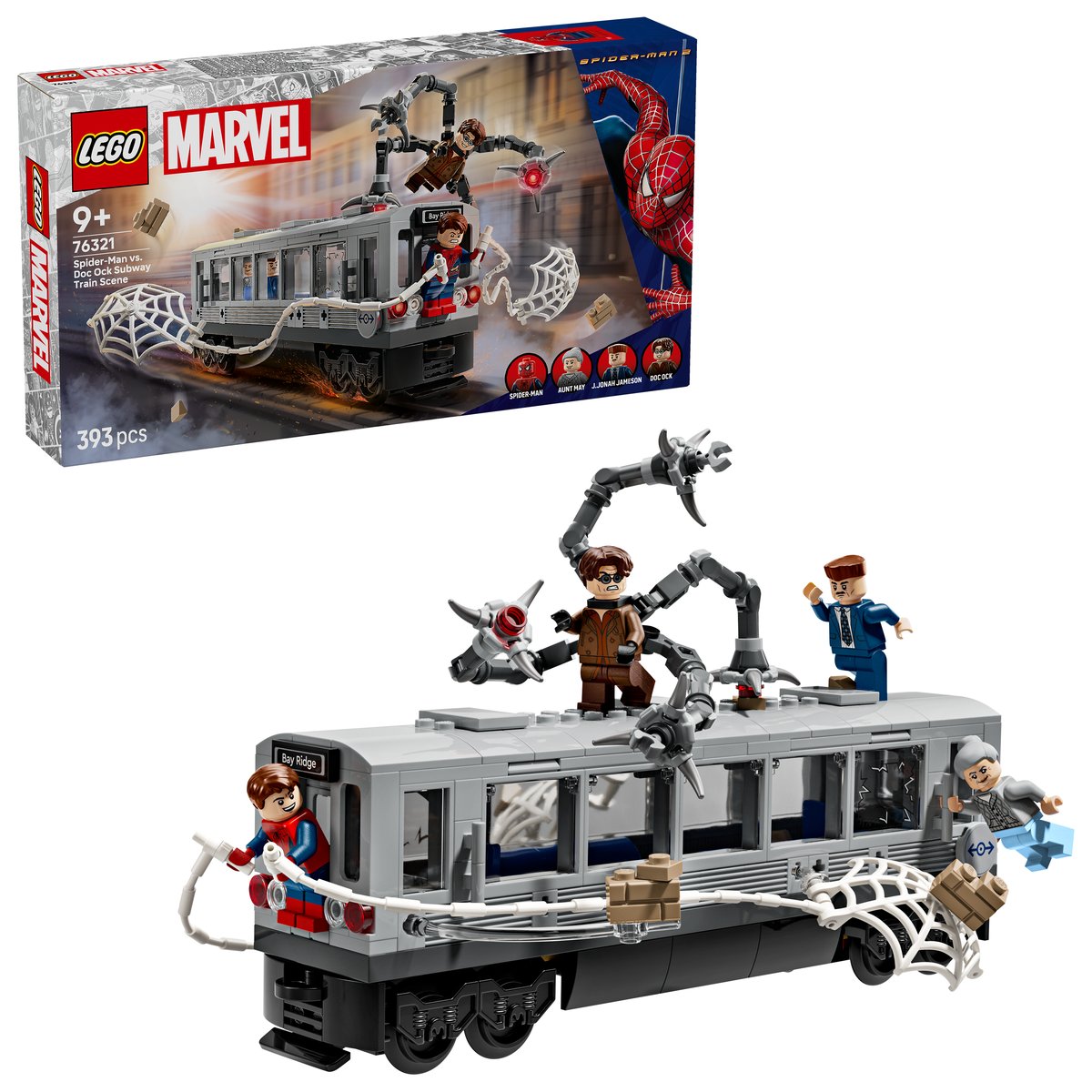 LEGO 76321 LEGO® Super Heroes 76321 - Spider-Man vs. Doc Ock: Showdown in der U-Bahn – Box & Produkt