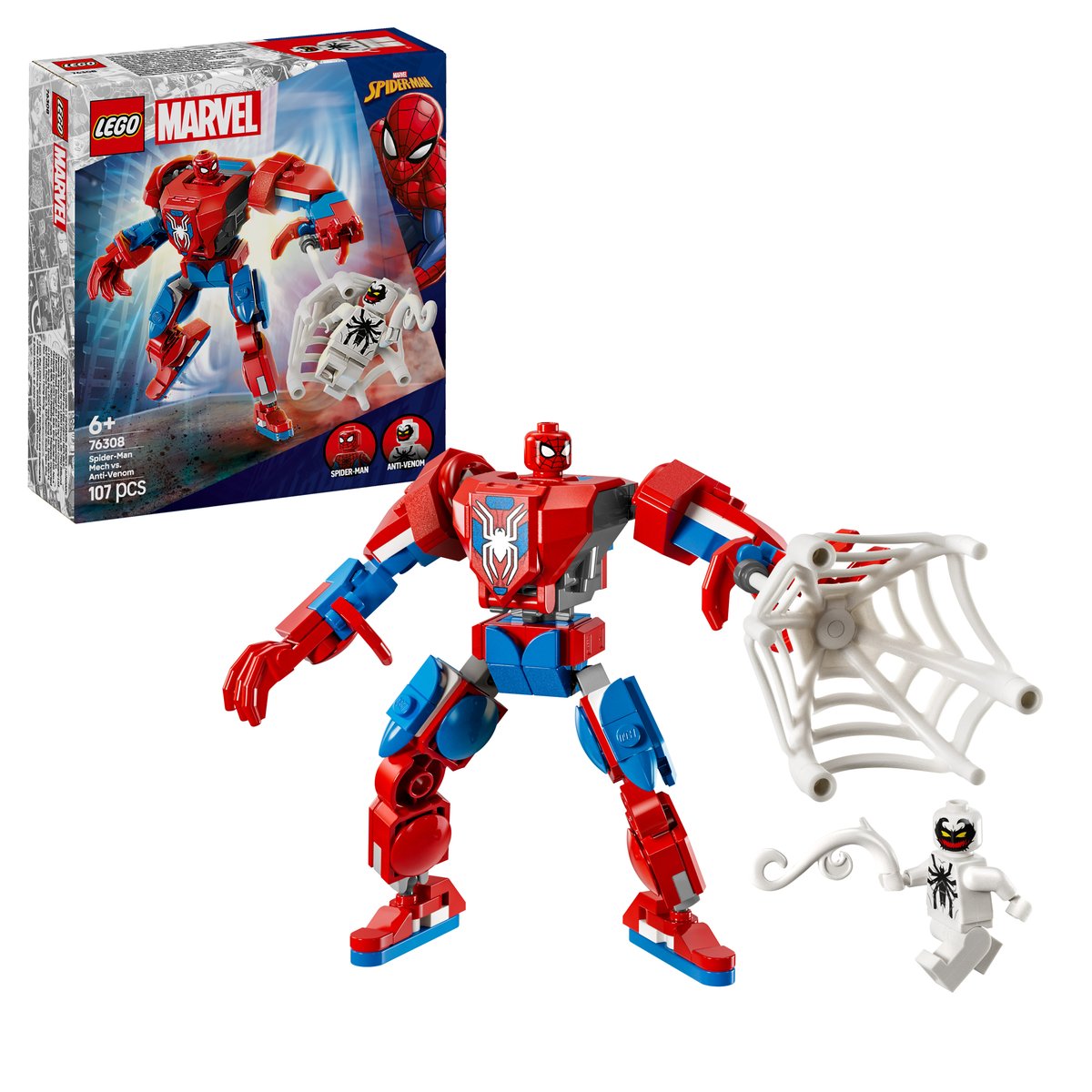 LEGO 76308 LEGO® Marvel 76308 - Spider-Man Mech vs. Anti-Venom – Box & Produkt