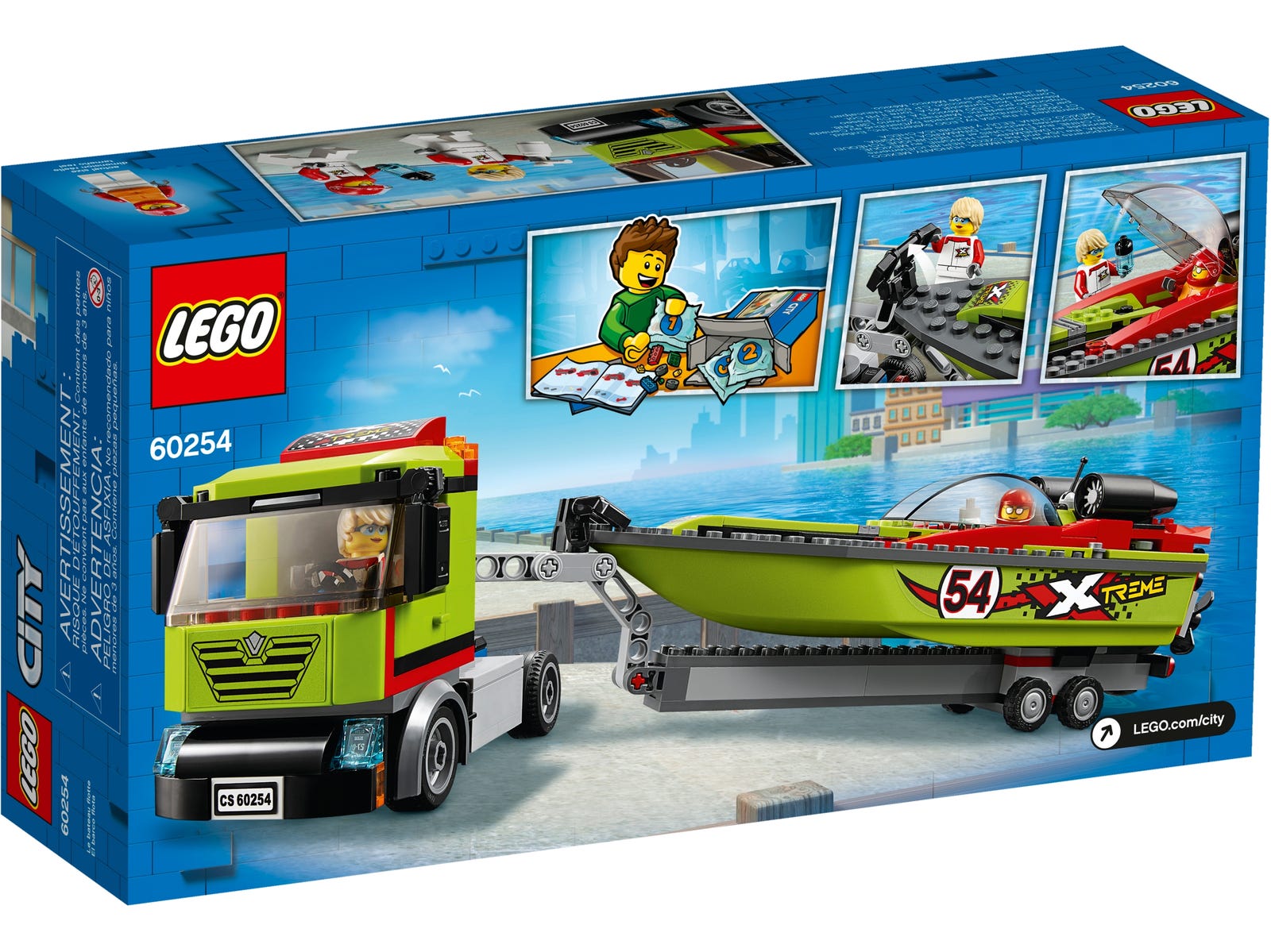 LEGO® City 60254 - Rennboot-Transporter - Box Back