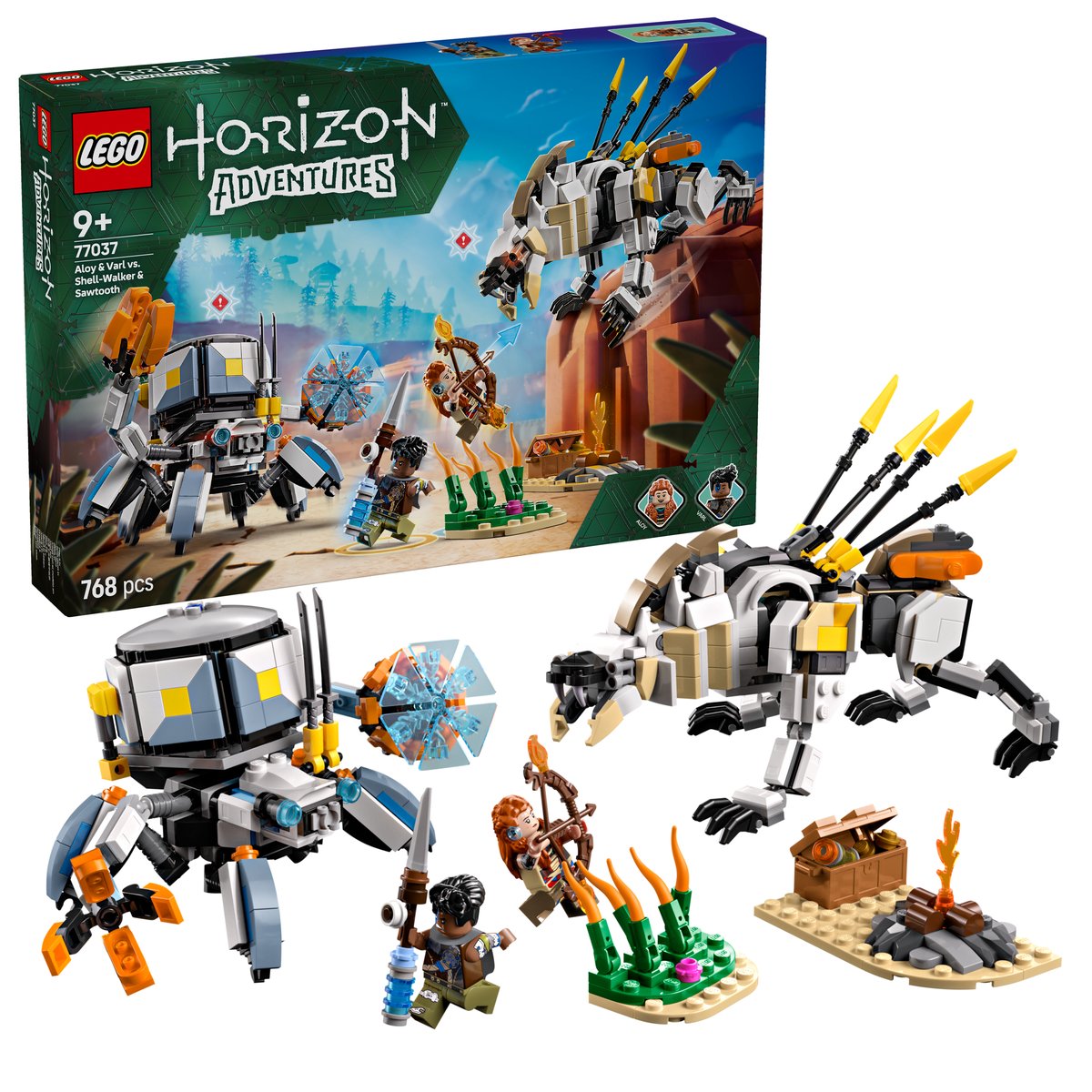 LEGO 77037 LEGO® Horizon 77037 - Aloy und Varl vs. Panzerwanderer und Sägezahn – Box & Produkt