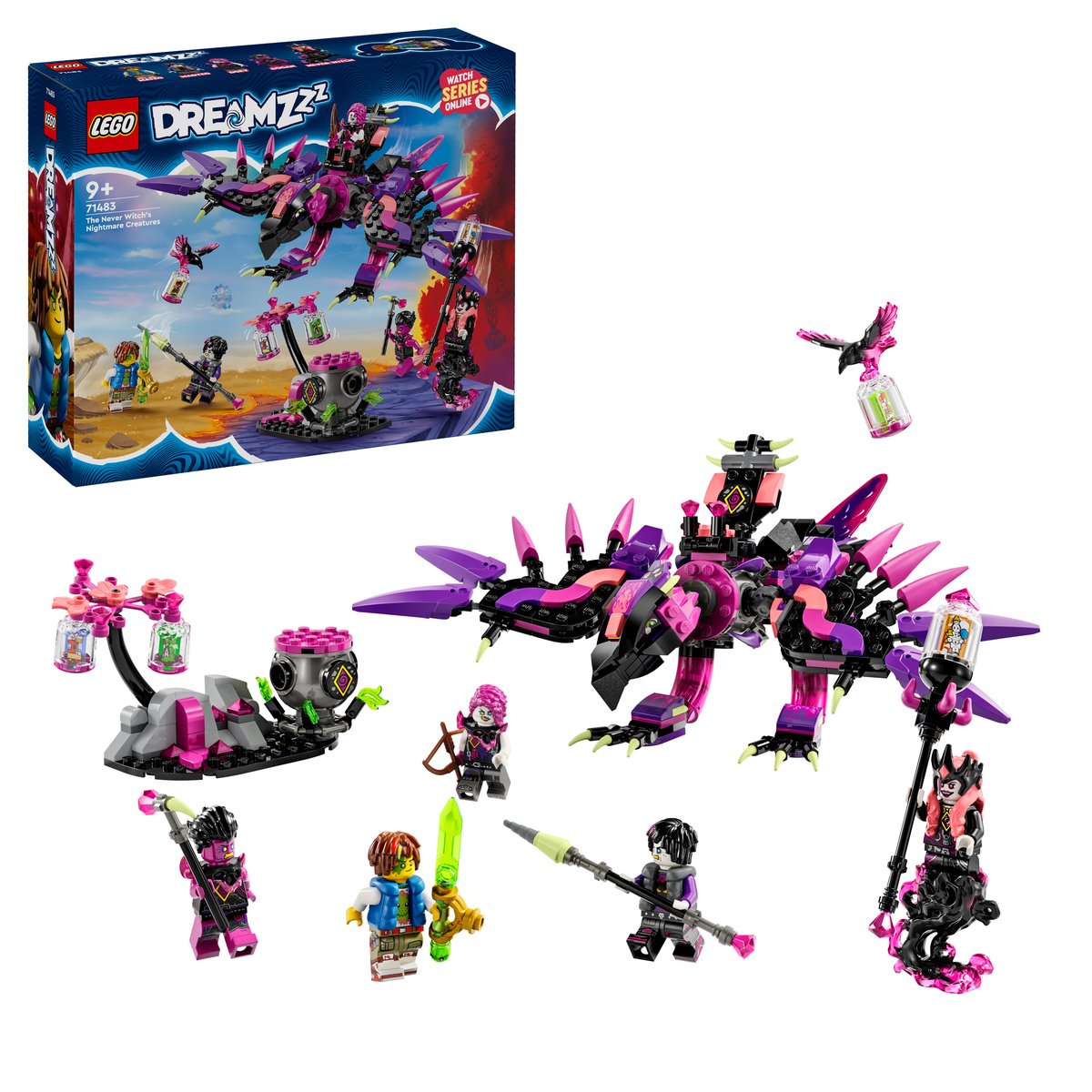 LEGO 71483 LEGO® DREAMZzz 71483 - Die Albtraumkreaturen der Nimmerhexe – Box & Produkt