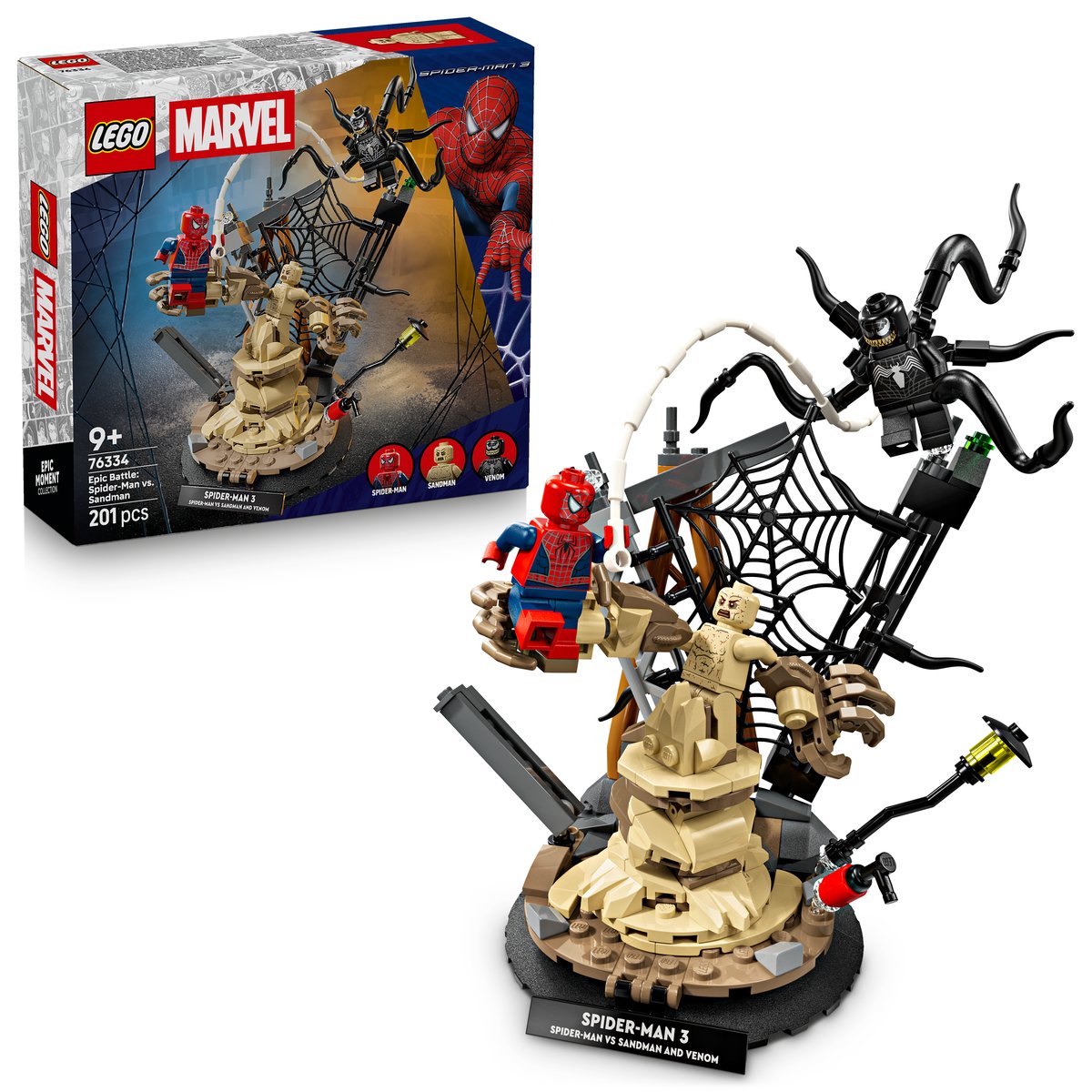 LEGO 76334 LEGO® Super Heroes Marvel 76334 - Großer Showdown: Spider-Man vs. Sandman – Box & Produkt