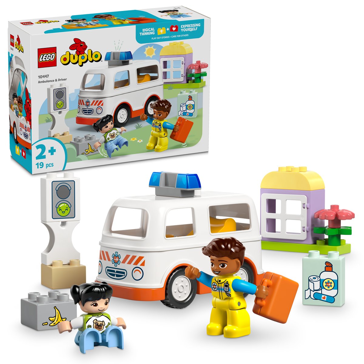 LEGO 10447 LEGO® DUPLO Town 10447 - Rettungswagen mit Fahrer – Box & Produkt