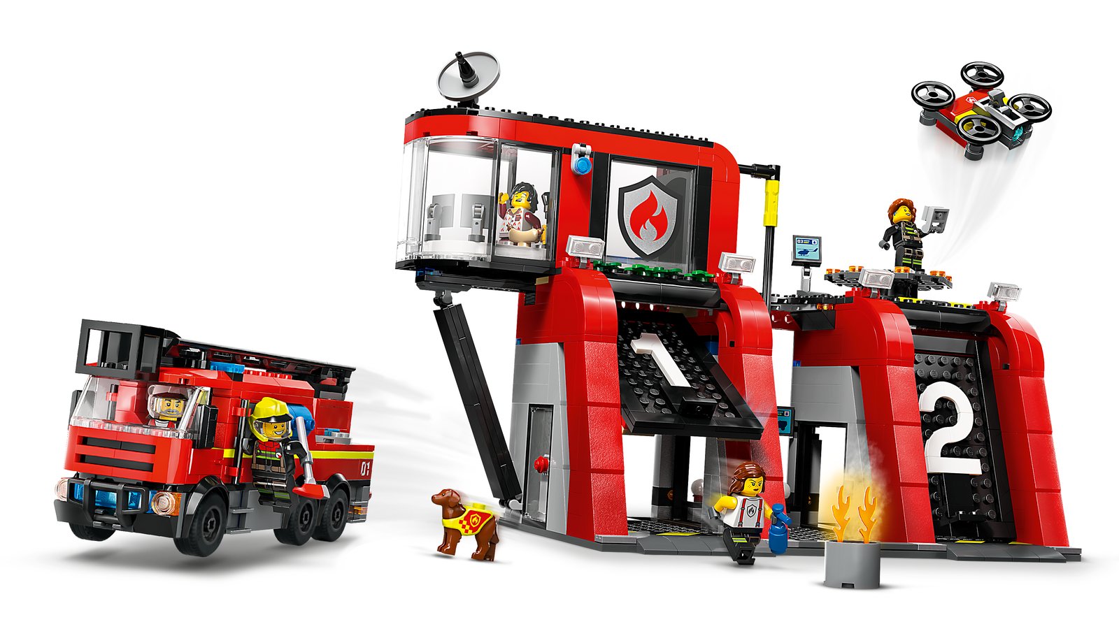 LEGO 60414 LEGO® City 60414 - Feuerwehrstation mit Drehleiterfahrzeug – Primaeres Produktbild