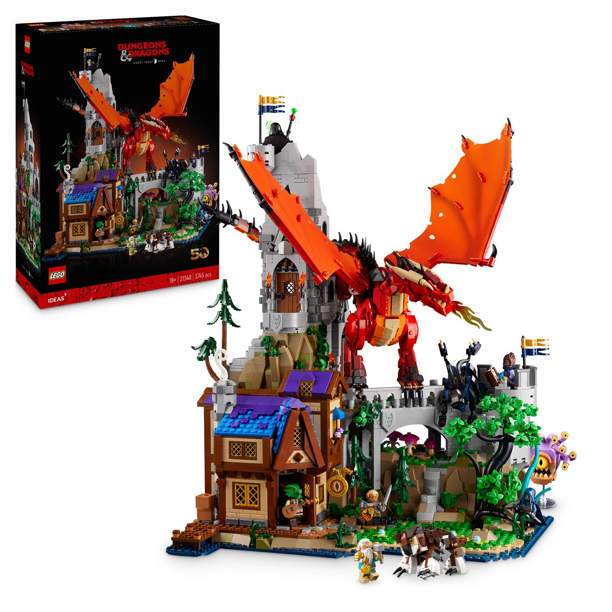 LEGO 21348 LEGO® Ideas 21348 - Dungeons & Dragons: Die Sage vom Roten Drachen – Box & Produkt