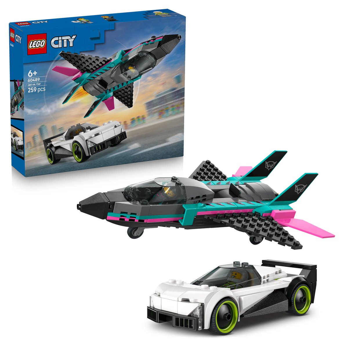 LEGO 60489 LEGO® LEGO City 60489 - Düsenflieger vs. Rennauto – Box & Produkt