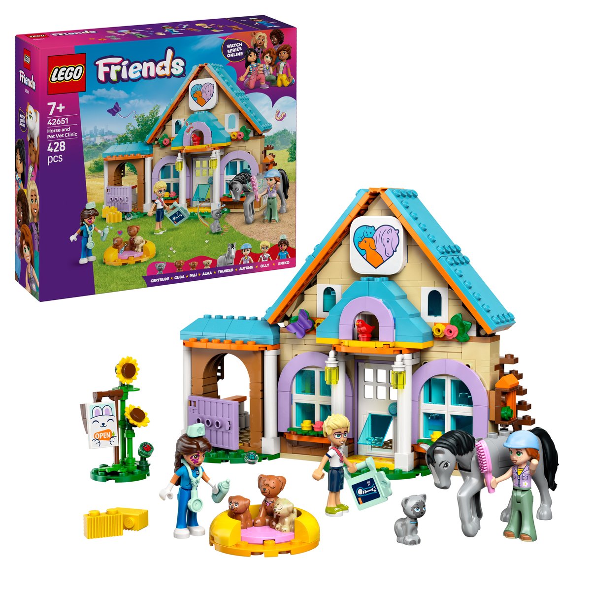 LEGO 42651 LEGO® Friends 42651 - Tierarztpraxis für Pferde und Haustiere – Box & Produkt