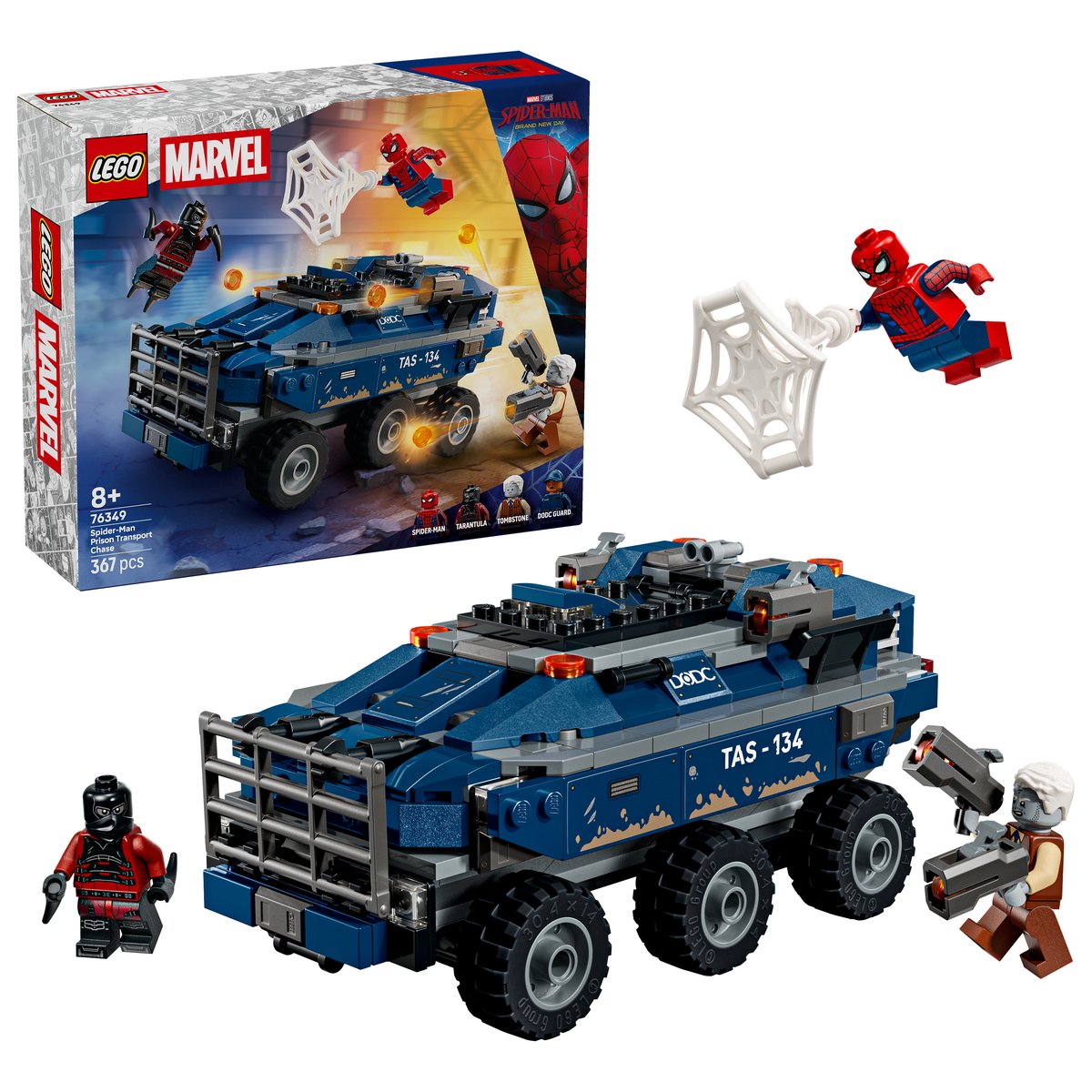 LEGO 76349 LEGO® ǀ Marvel 76349 - Spider-Man Jagt den Gefängnistransporter – Box & Produkt